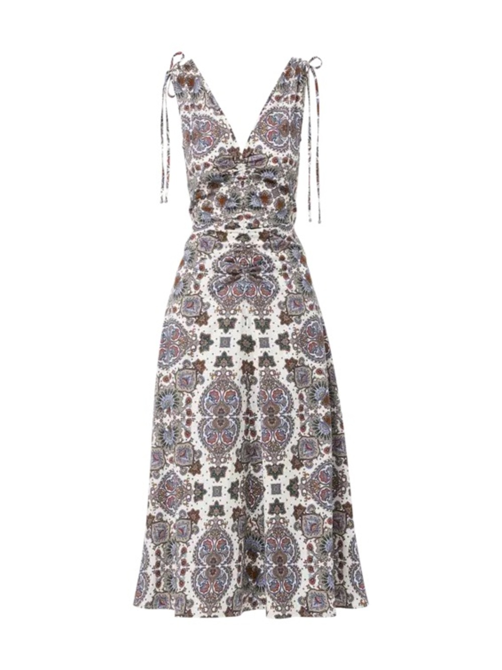 Sleeveless V-Neck Midi Dress in White Floral Paisley - Picture 6 of 6
